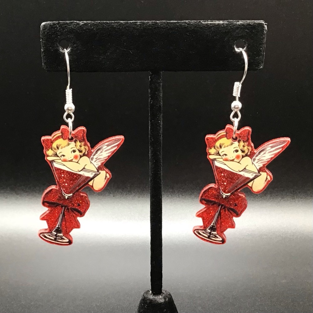 Martini Glass Angel Earrings